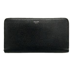Celine Long Wallet - Black Round Zipper Leather